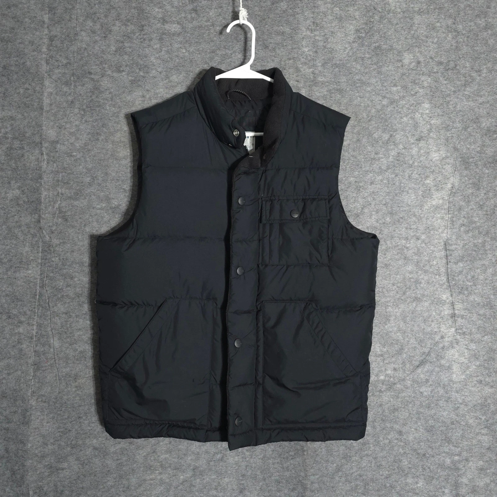 Old Navy Puffer Vest Mens S Black Down Fill Quilted Winter Gorpcore Mock Neck