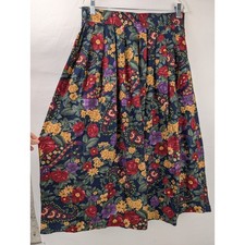 Vintage 90s Floral Paisley Pleated Maxi Skirt Size L USA Made Cottagecore Granny