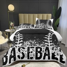 Bodhi Black and White Comforter Set,Sports Bedding Set for Kids,Boys Baseball...