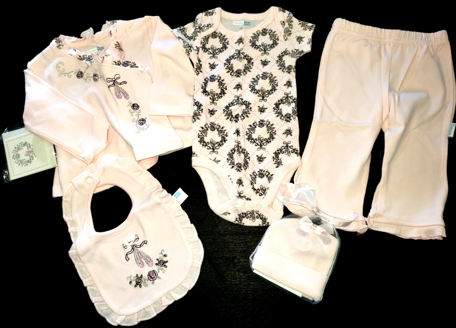 VITAMINS BABY GIRLS SET NEW size 6 month PANTS TOP JACKET BIB HAT BALLERINA SHOE