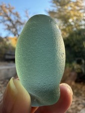  Genuine Light Teal Sea Glass Jar Top Jumbo, Spain 2  x1.25  