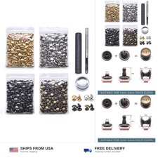 SEMINI 400 Sets Double Cap Leather Rivets, 6mm Tubular Metal Studs with 3 Pie...