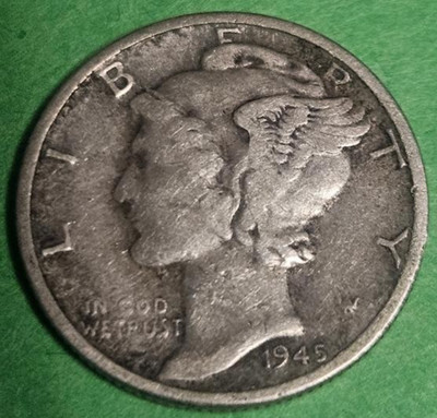 1945 D Mercury Dime 90% Sliver ''F-XF'' Circulated with Free Shipping
