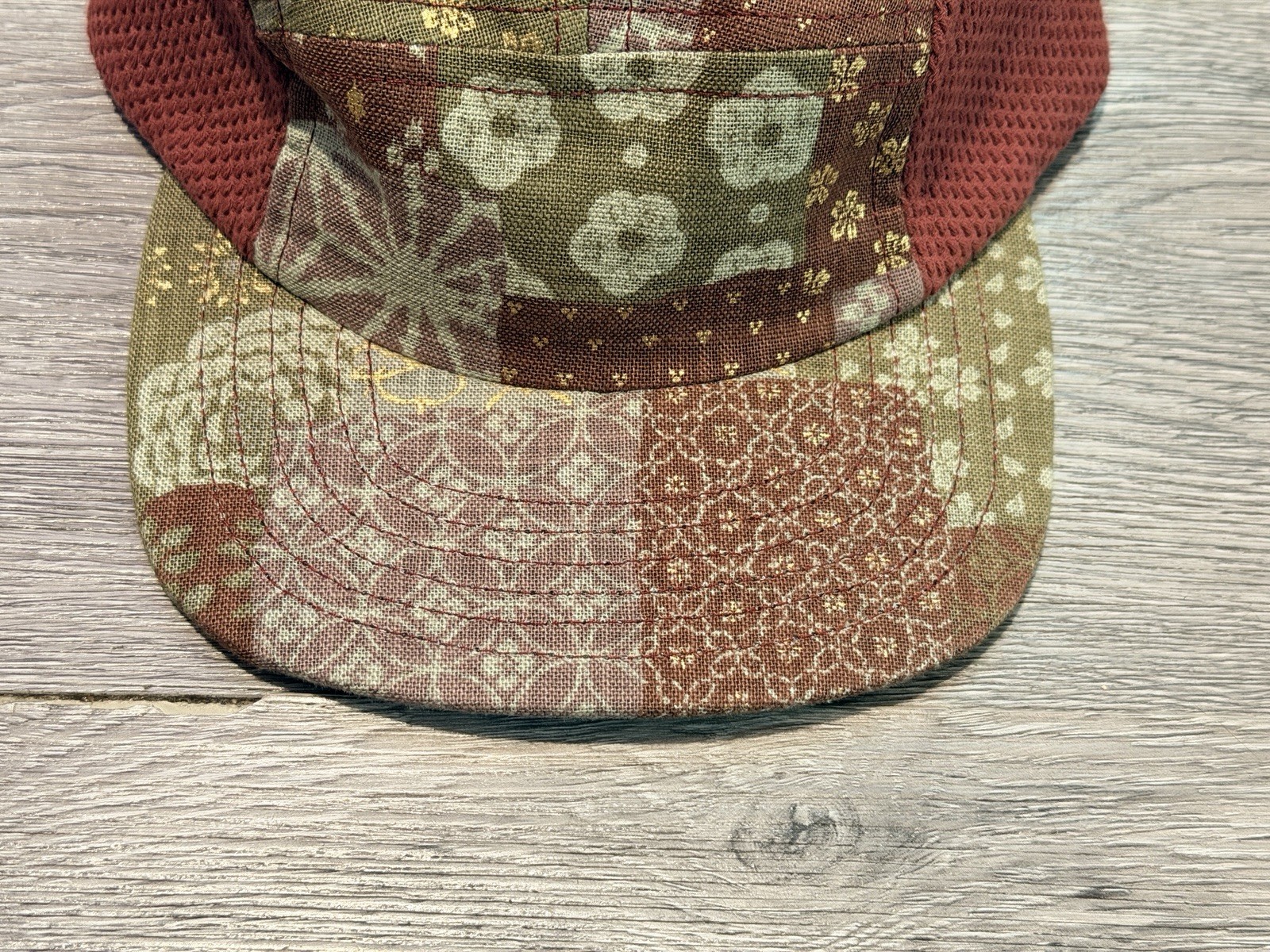 KIRIKO PATCHWORK 5-PANEL CAMP HAT LEATHER STRAP A… - image 2