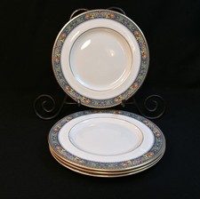 Royal Doulton Set 4 Salad Plates 8" Westgate H5243 Blue Floral w/Gold 1995/1997