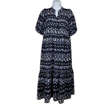 Ann Taylor Womens Black White Floral Print Pullover Tiered Midi Dress Size SP