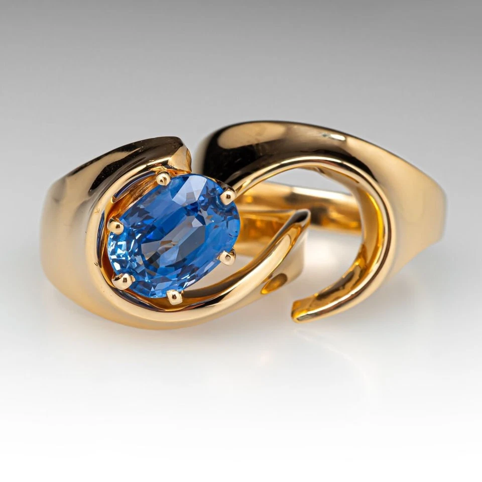 Argento Sterling 925 Zaffiro Blu Pietra Preziosa Creata in Laboratorio... - Immagine 4 di 4