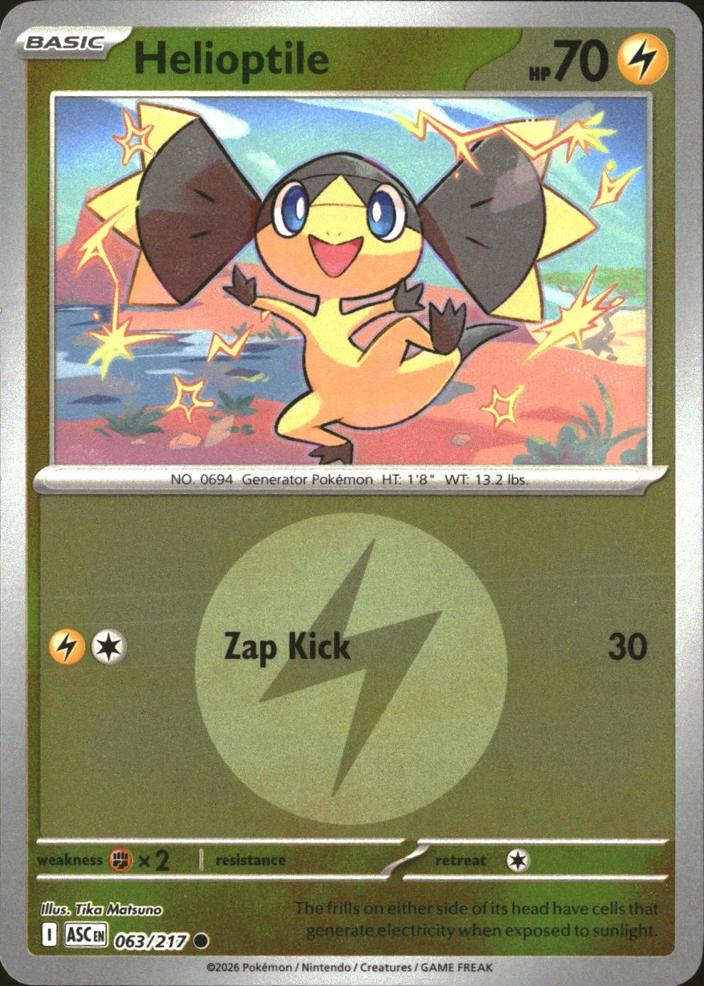 Helioptile (Energy) ASC Sv: Ascended Heroes #63/217 Common Reverse Holo NM