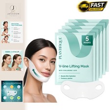 V-Line Face Lifting Chin Mask, 5 PCS - Hydrogel Chin Strap with Hyaluronic Ac...