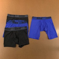 Hanes Moves Mens Small Blue Black Total Support Pouch Boxer Brief 4 Pieces New