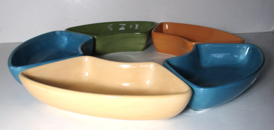POTTERY BARN Colorful Serve Sausalito 5 Dip / Sauce Trays Assorted Colors - Image 2 of 4