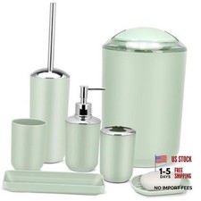 Bathroom Accessories Set,Bathroom Set,7 Pieces 7 Pcs Bathroom Set Green