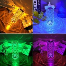 LED Crystal Table Lamp Diamond Rose Night Light Touch Atmosphere Bedside Bar CC