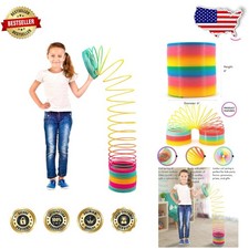 Giant Rainbow Slinkie Toy 6'' Jumbo Coil Spring for Kids - Durable Plastic Fun