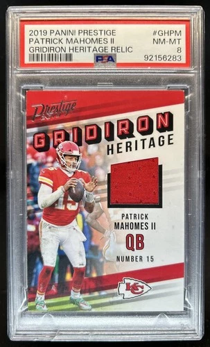 2019 Panini Prestige Patrick Mahomes Gridiron Heritage Jersey #GH-PM PSA 8