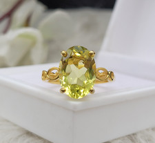 Natural Lemon Quartz Cocktail Ring Handmade 14k Gold Filled Ring Engagement Ring