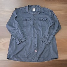 Dickies Work Shirt Mens Size XL Dark Gray Button Up Long Sleeve Casual Adult J3