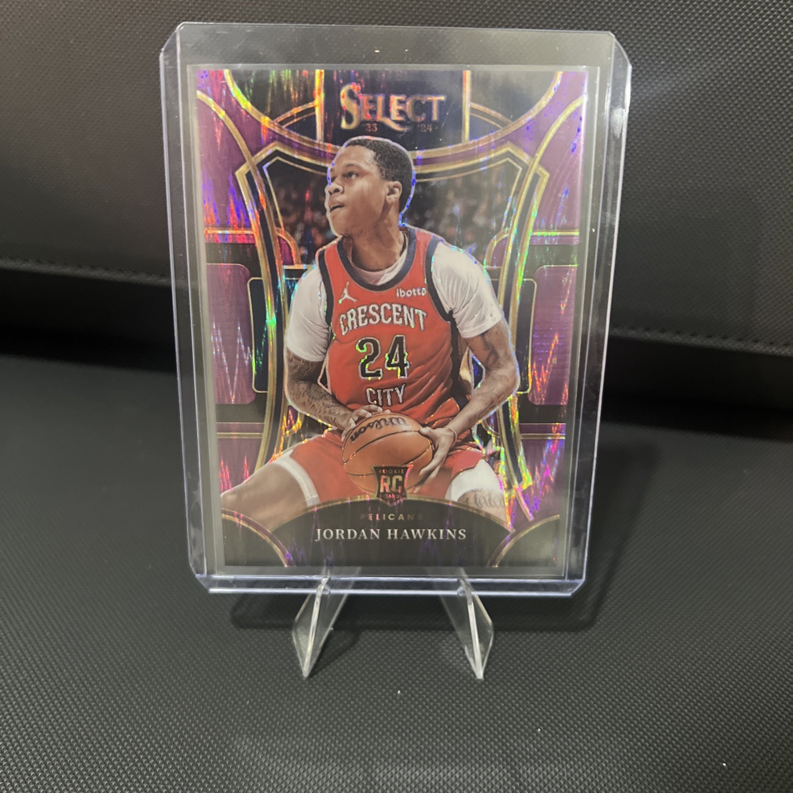 2023-24 Panini Select Mezzanine Purple Flash Prizm #334 Jordan Hawkins /175 (RC)