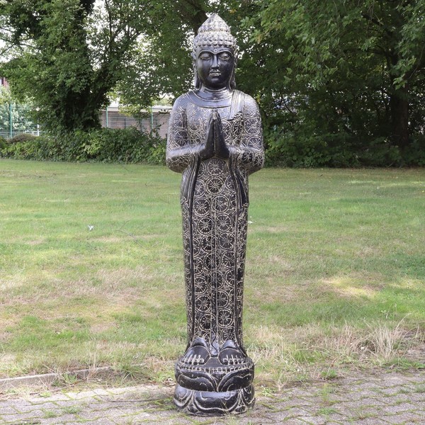 Buddha Statue Stehend Figur Skulptur Grc Beton Gartenfigur Mit Muster 180 Cm-image
