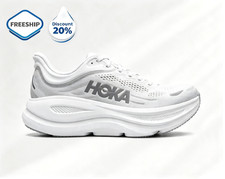 Hoka One One Bondi 9 Running Shoes White  Grey 1162012-SDSTS