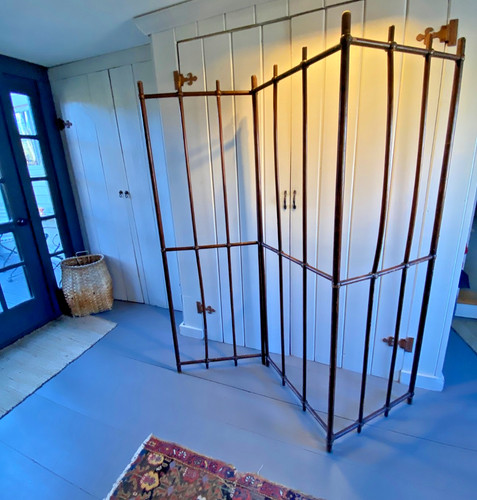 Antique Pine Room Divider Screen Arts and Crafts Victorian Wood 3 Panel Folding