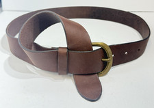 Banana Republic Belt Woman SZ 30 Brown Leather Brass Buckle LOOP Fold Over VTG
