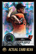 2018 Bowman #BTP-78 D.L. Hall Bowman Chrome Scouts' Top 100 Atomic #/150