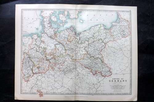 Johnston 1906 Antique Map. Empire of Germany - Northern Portion