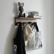 Entrance Coat Rack ，Coat Hooks, Wall-Mounted Wooden Hook Rack, Wall-Mounted S...