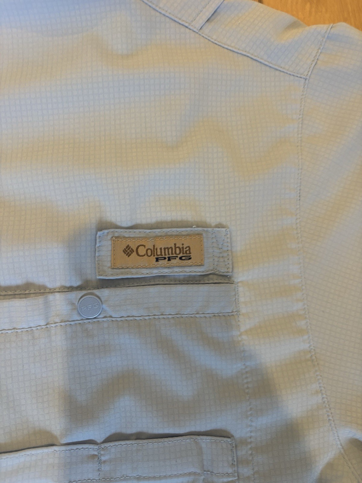 Columbia PFG Light Blue Long Sleeve Fishing Shirt Large Polyester Button-Down thumbnail 2