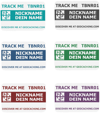 Geocaching Namensschild Wunschtext Event Name Tag trackbar Geocoin Trackable