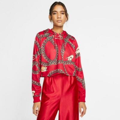 Nike Sportswear Icon Clash Womens Crop Top Hoodie CJ6305-657 Red-Sizes S M  or L