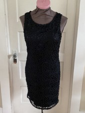 Banana Republic Sleeveless Satiny Lace Overlay Sheath Little Black Dress 6
