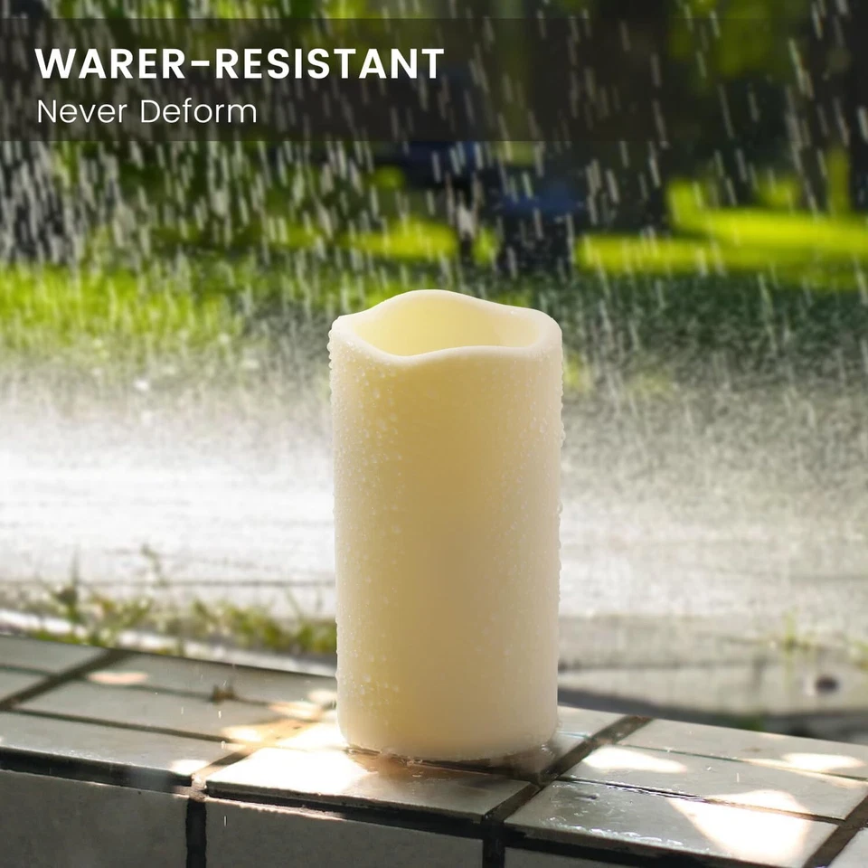 2x Wasserdichte Flammenlose Plastikkerzen im Freien mit Fernbedienung und Timer - Bild 2 von 4