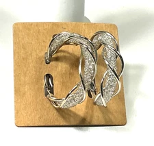 Fashion Earrings  Silver Tone Stardust Spiral Twist Locking Hoop Pierced Lot 30