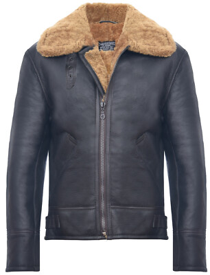 Herren Lammfelljacke B3 fliegendes Leder klassisch RAF Pilot Pilot braun Ingwer