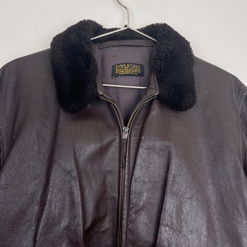 Vintage G-1 Leather Jacket Flight Painted Studded Custom Buaer US Navy 55J14 - Picture 3 of 18