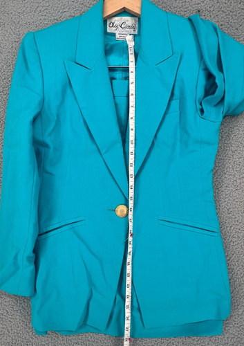 Oleg Cassini Women's Turquoise Blue Dress Skirt Suit Size 6 - Picture 8 of 24