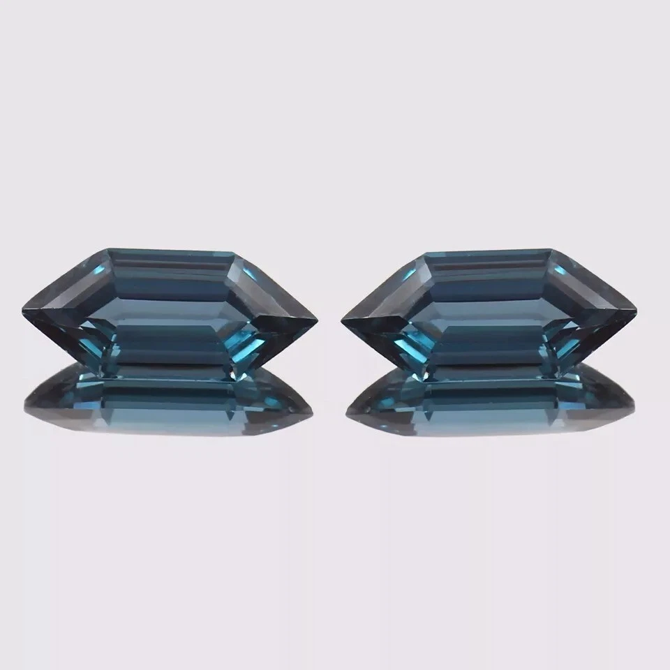 Natural Blue Green Brazilian Tourmaline Fancy Marquise Gemstone Cut Pair 14x7 MM - Image 3 of 4