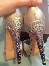 Brian Atwood Satin Heels With Rhinestones 40.5 NEW