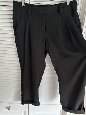 BCBGeneration Womens Black Lightweight Polyester Pleated Pants Size 10
