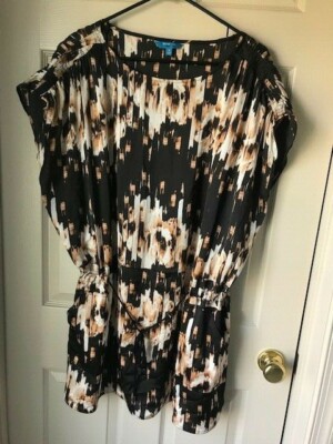 Derek Lam For Design Nation Cap Sleeve Top Geometric Brown Sz XL