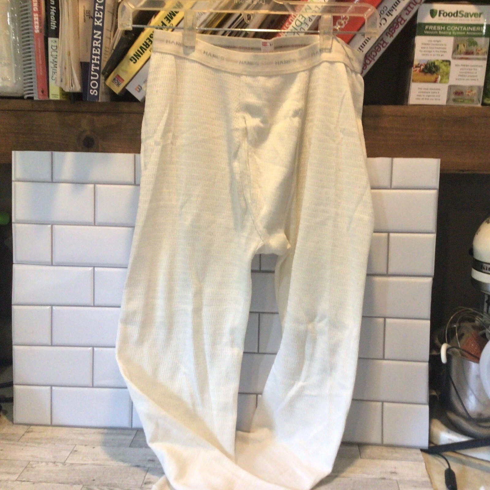 Vintage 60s 70s Hanes Thermal Long John Under Base Layer Pants XL Made In USA