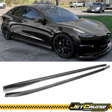 Fits 17-25 Tesla Model 3 Carbon Fiber Print Side Skirts Extension Panel PP 2PCS