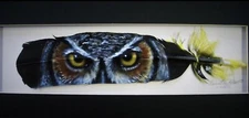 Great Horned Owl Eyes - Russ Abbott - Original Hand Painted Feather