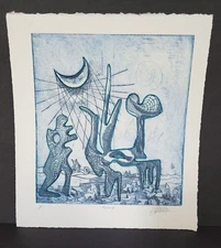 TITANS GIANTS RULERS GREEK GODS Surrealist Expressionist Original ETCHING signed