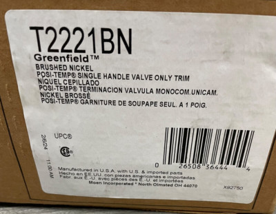 Moen T2221BN Greenfield Pressure Balanced Valve Trim Only Brushed Nickel*READ*