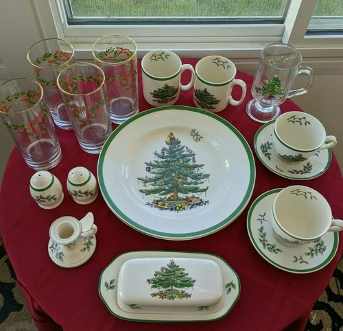 Spode Christmas Tree Coffee Mugs Teacups Highball Glasses Butter Dish CHOOSE