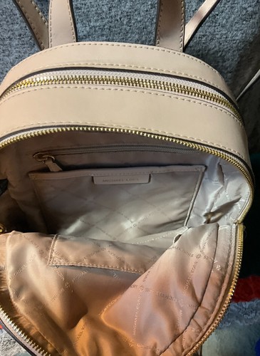 Michael Kors Jayce Vanilla &beige Coated Canvas Zip Soulder Bag Tote Backpack - Picture 7 of 11