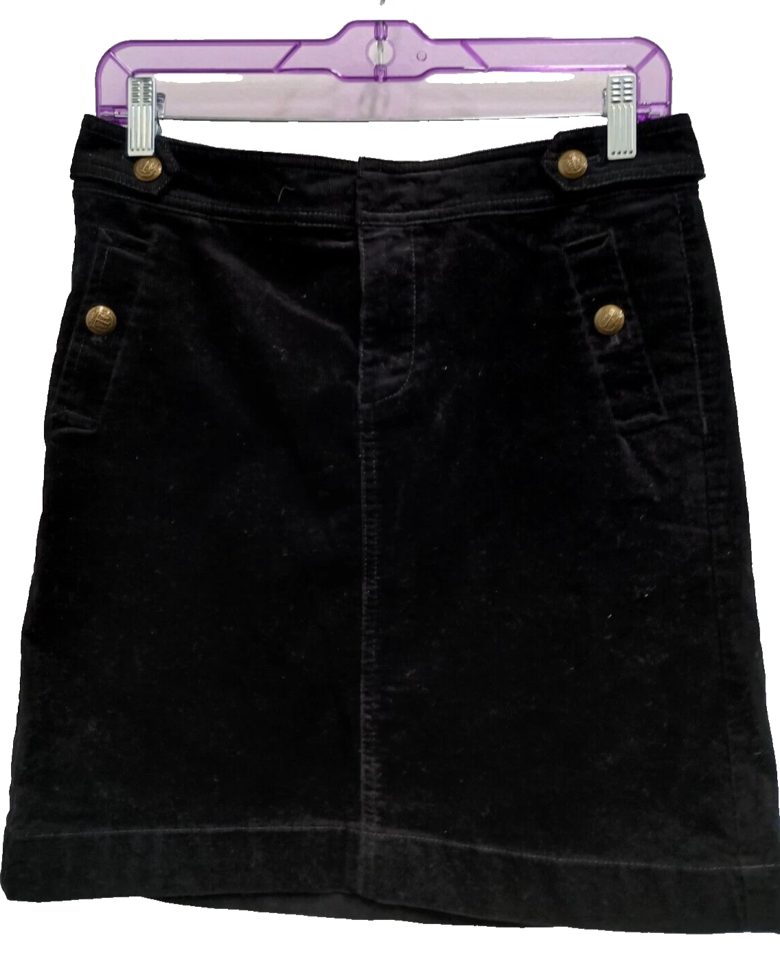 Talbots Womens Corduroy Mini Skirt Size 4 Petite Black Preppy Casual